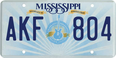 MS license plate AKF804