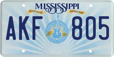 MS license plate AKF805