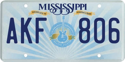 MS license plate AKF806