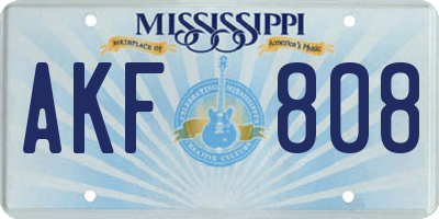 MS license plate AKF808