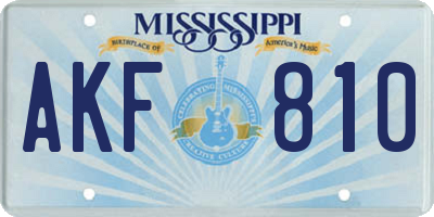 MS license plate AKF810