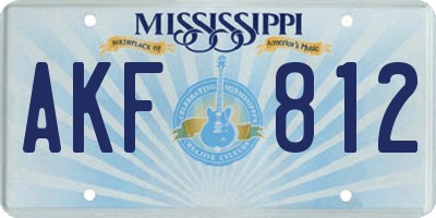MS license plate AKF812