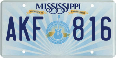 MS license plate AKF816