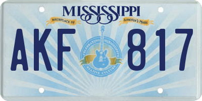 MS license plate AKF817