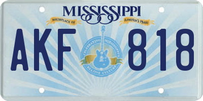 MS license plate AKF818