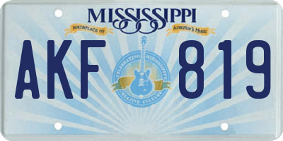 MS license plate AKF819