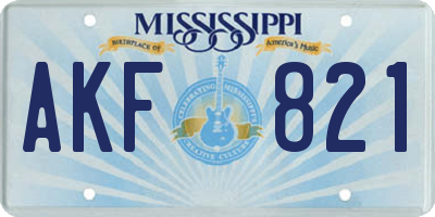 MS license plate AKF821