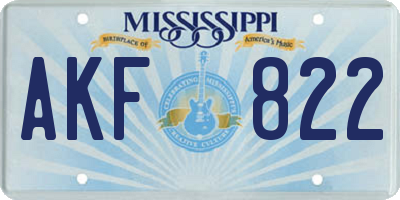 MS license plate AKF822