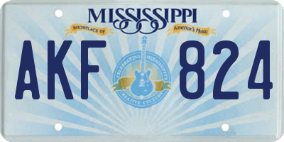 MS license plate AKF824