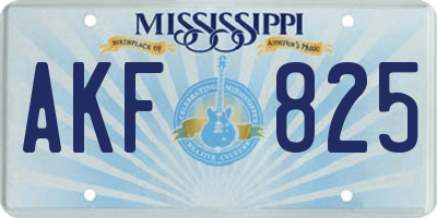 MS license plate AKF825