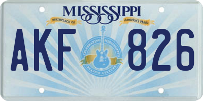 MS license plate AKF826