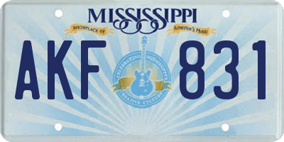 MS license plate AKF831