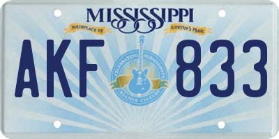 MS license plate AKF833