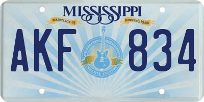 MS license plate AKF834