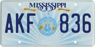 MS license plate AKF836
