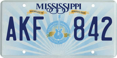 MS license plate AKF842