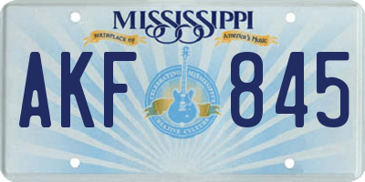 MS license plate AKF845
