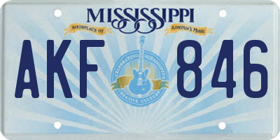 MS license plate AKF846