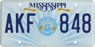 MS license plate AKF848