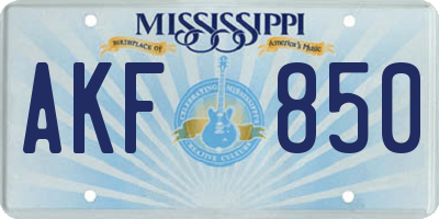 MS license plate AKF850