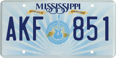 MS license plate AKF851