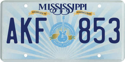 MS license plate AKF853