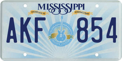MS license plate AKF854