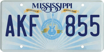 MS license plate AKF855