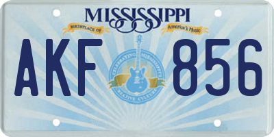 MS license plate AKF856