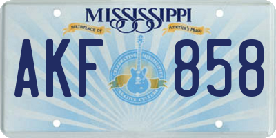 MS license plate AKF858