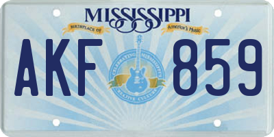 MS license plate AKF859