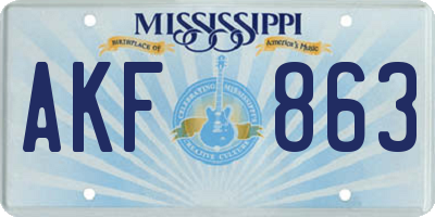 MS license plate AKF863
