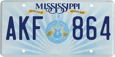 MS license plate AKF864