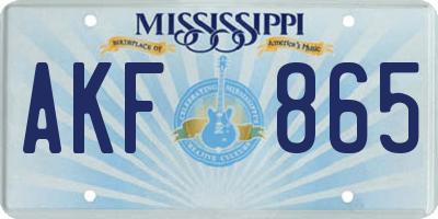 MS license plate AKF865