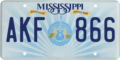 MS license plate AKF866
