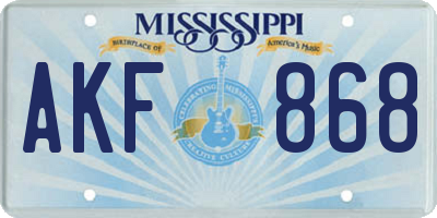 MS license plate AKF868