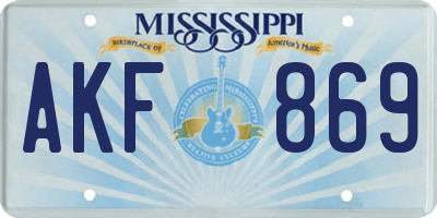 MS license plate AKF869