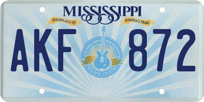 MS license plate AKF872