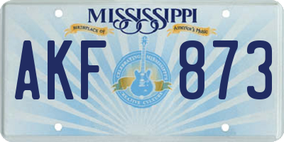 MS license plate AKF873