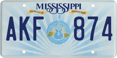MS license plate AKF874