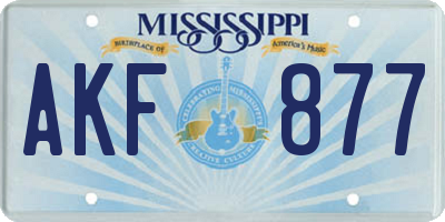 MS license plate AKF877