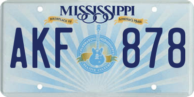 MS license plate AKF878