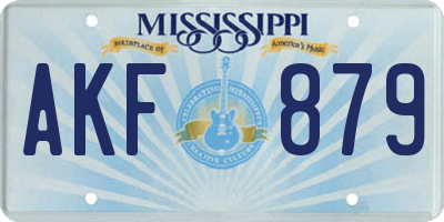 MS license plate AKF879