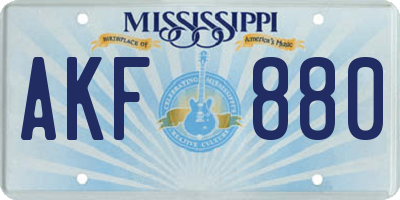 MS license plate AKF880