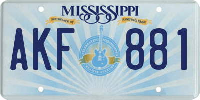 MS license plate AKF881