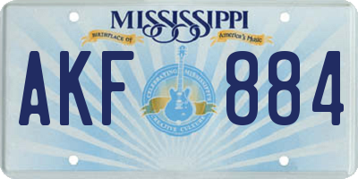 MS license plate AKF884