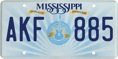 MS license plate AKF885