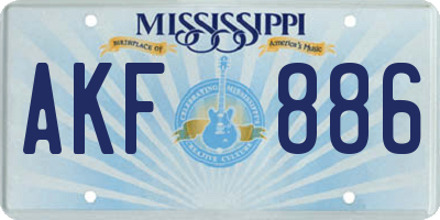 MS license plate AKF886