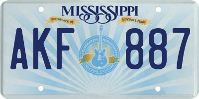 MS license plate AKF887