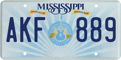 MS license plate AKF889